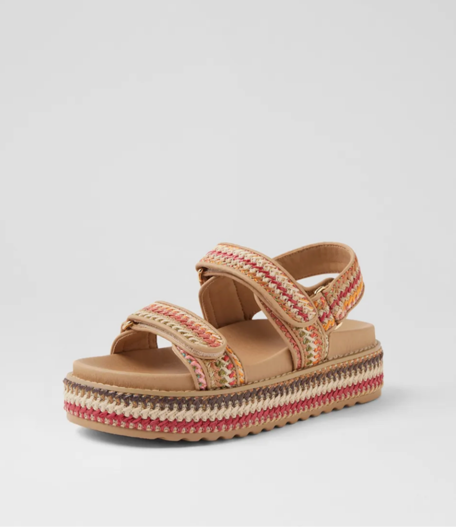 Bridgett Natural Multi Woven Leather Sandals