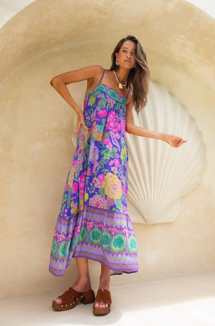 Honey Strappy Midi Dress - Hibiscus