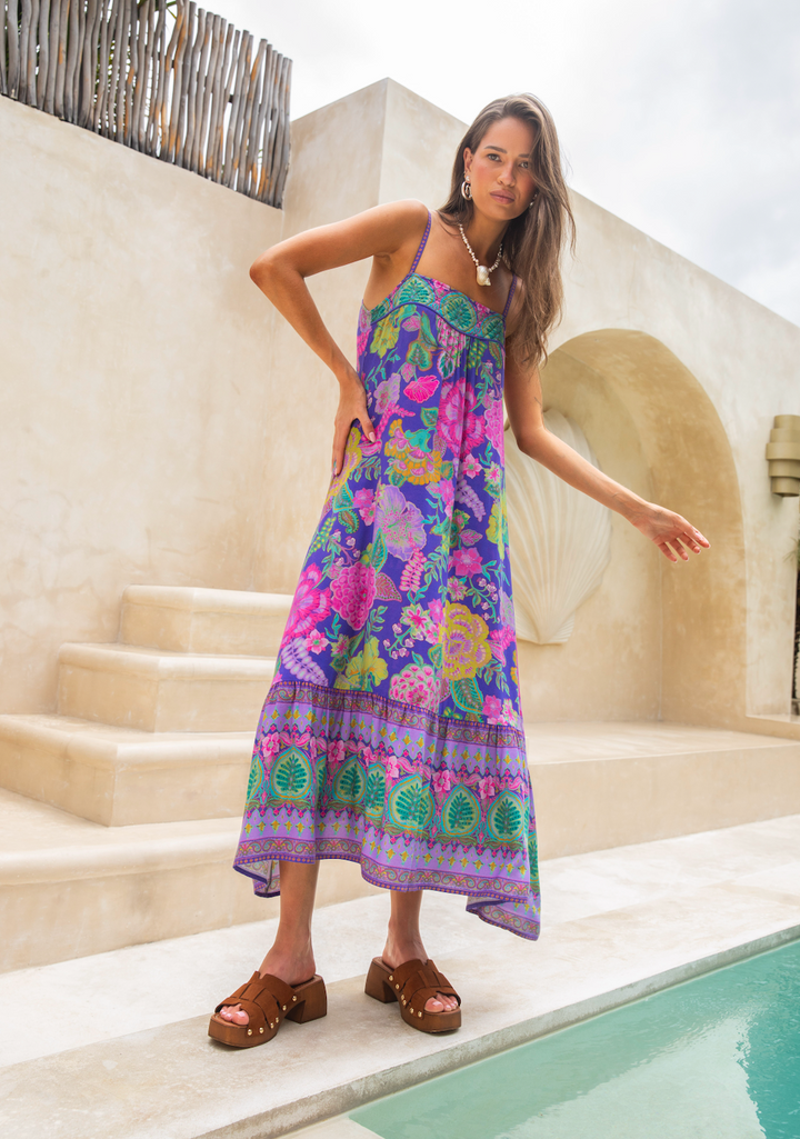 Honey Strappy Midi Dress - Hibiscus