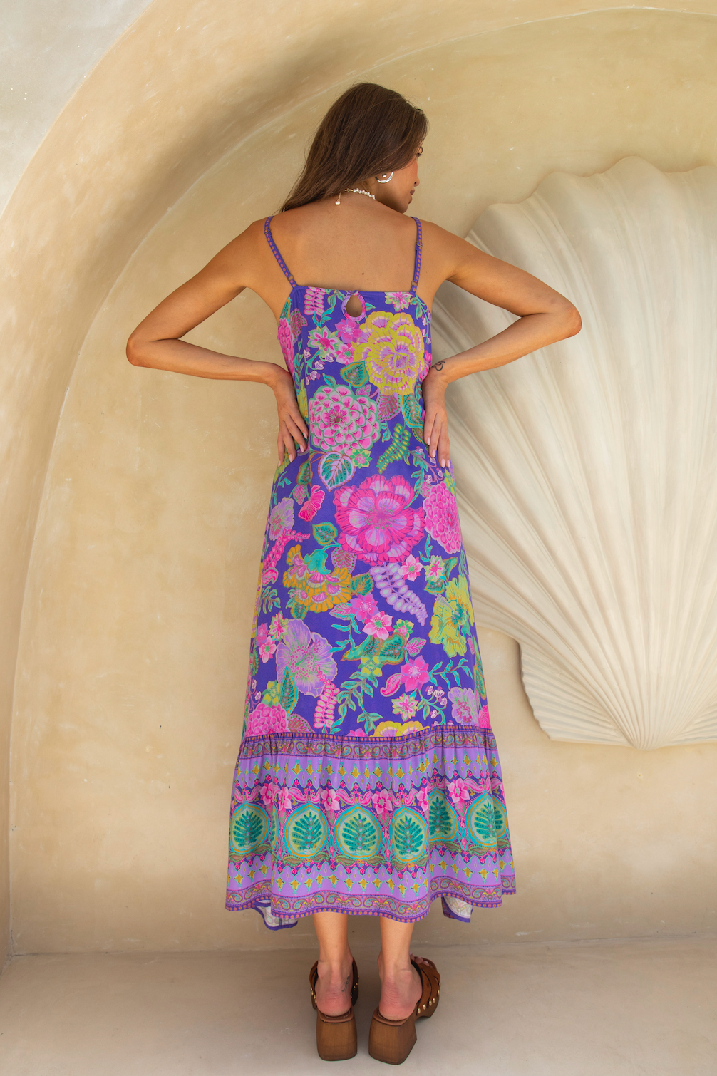 Honey Strappy Midi Dress - Hibiscus