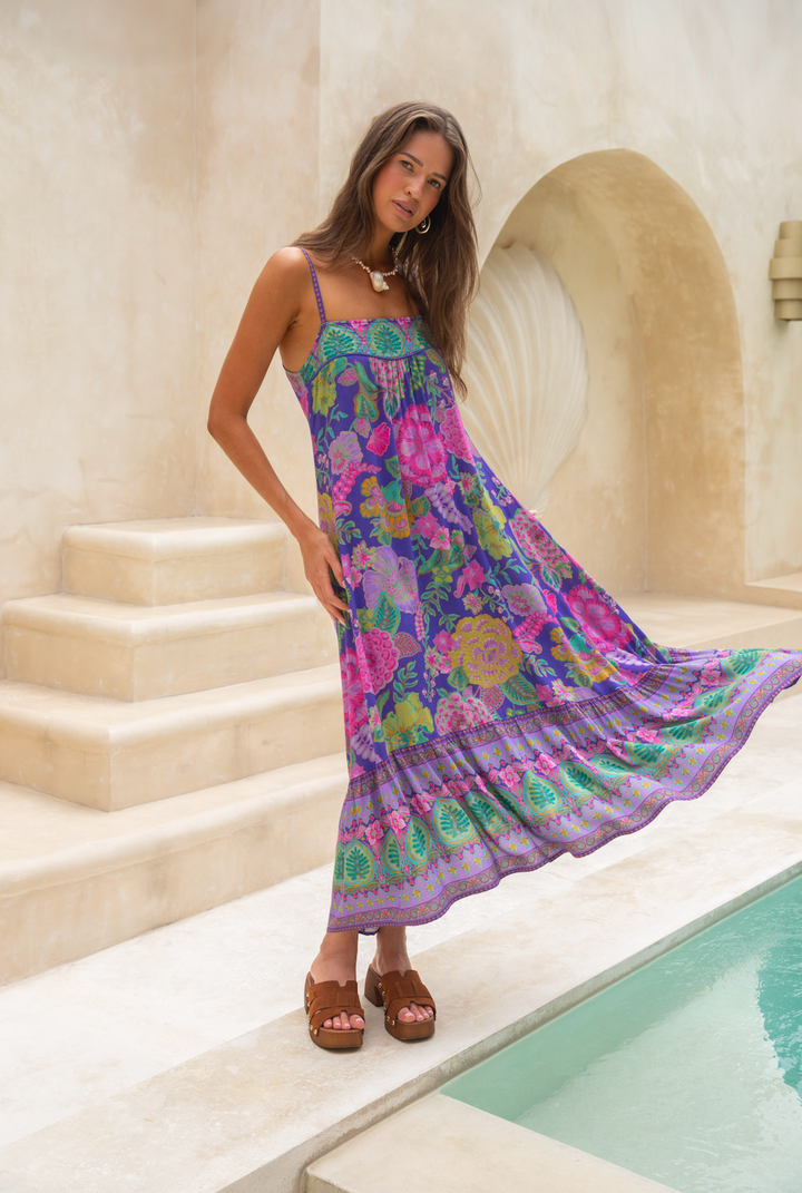 Honey Strappy Midi Dress - Hibiscus