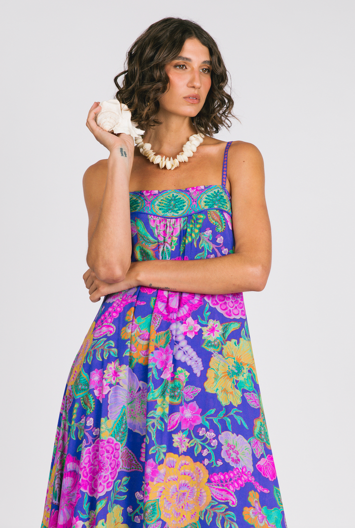 Honey Strappy Midi Dress - Hibiscus