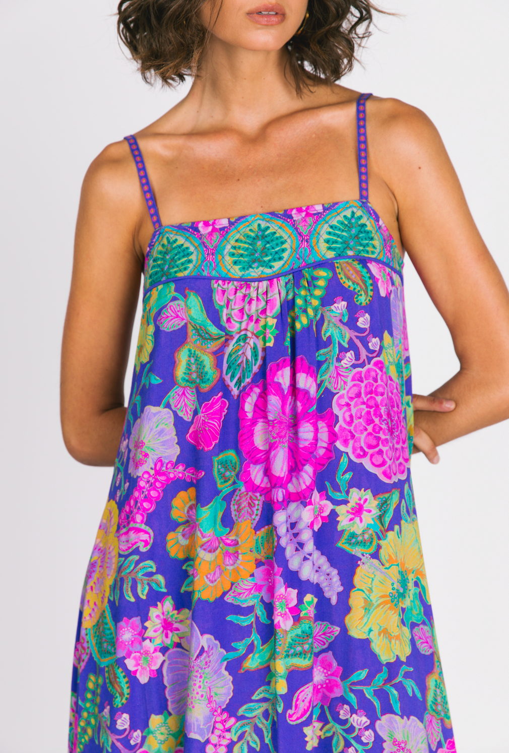 Honey Strappy Midi Dress - Hibiscus