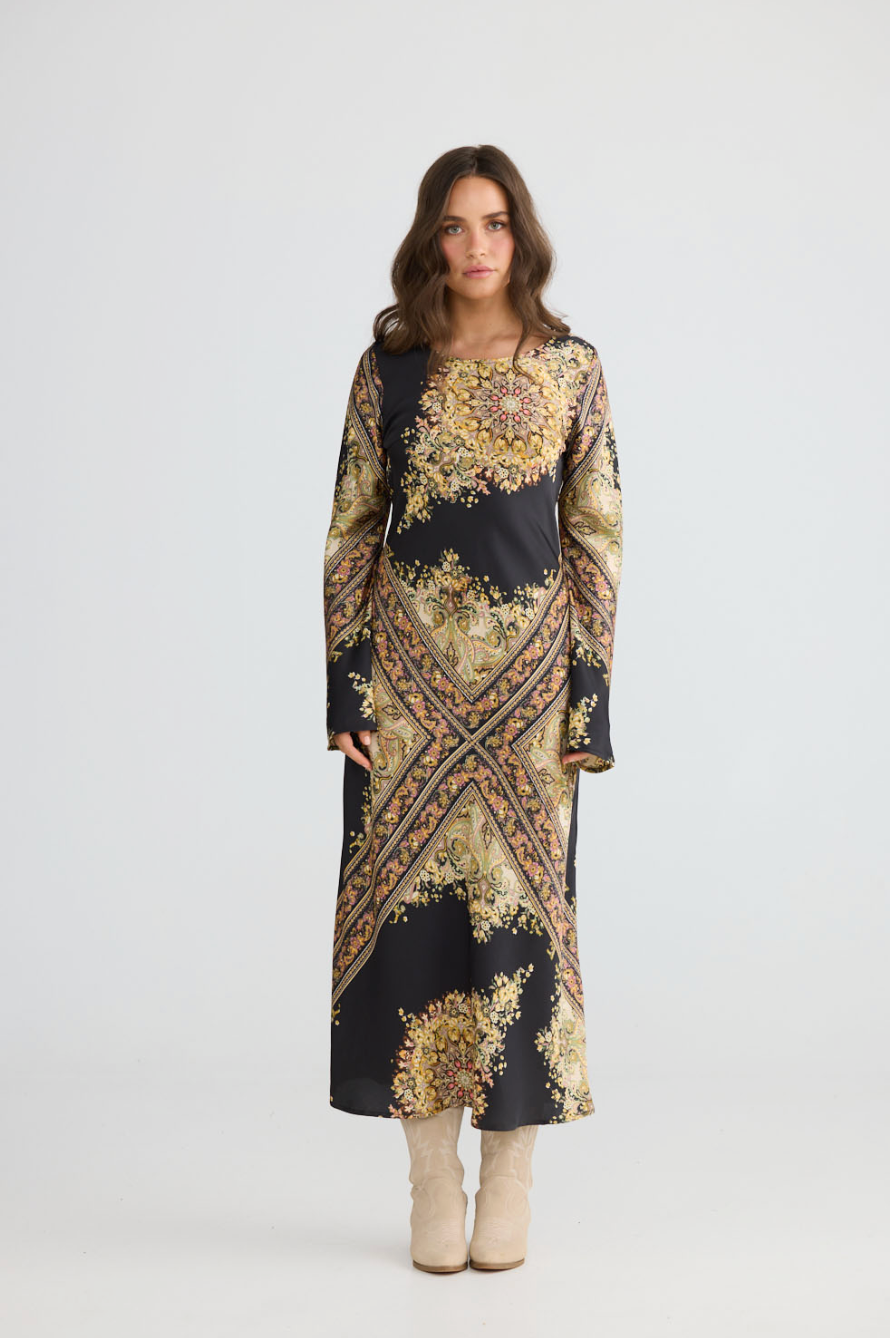 Stardust Maxi Dress Black Paisley