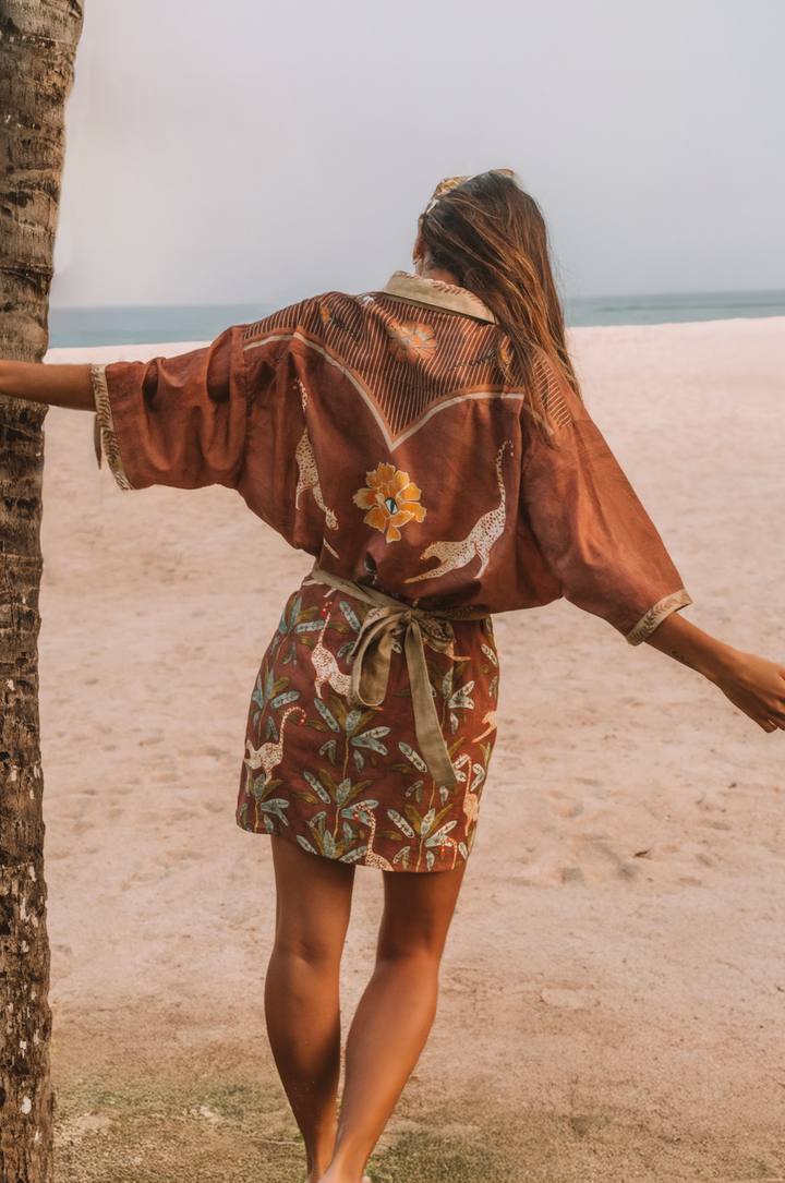 Eye of the Jungle Wrap Skirt - Hazel Brown