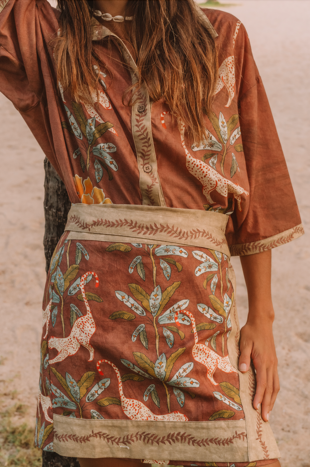 Eye of the Jungle Wrap Skirt - Hazel Brown