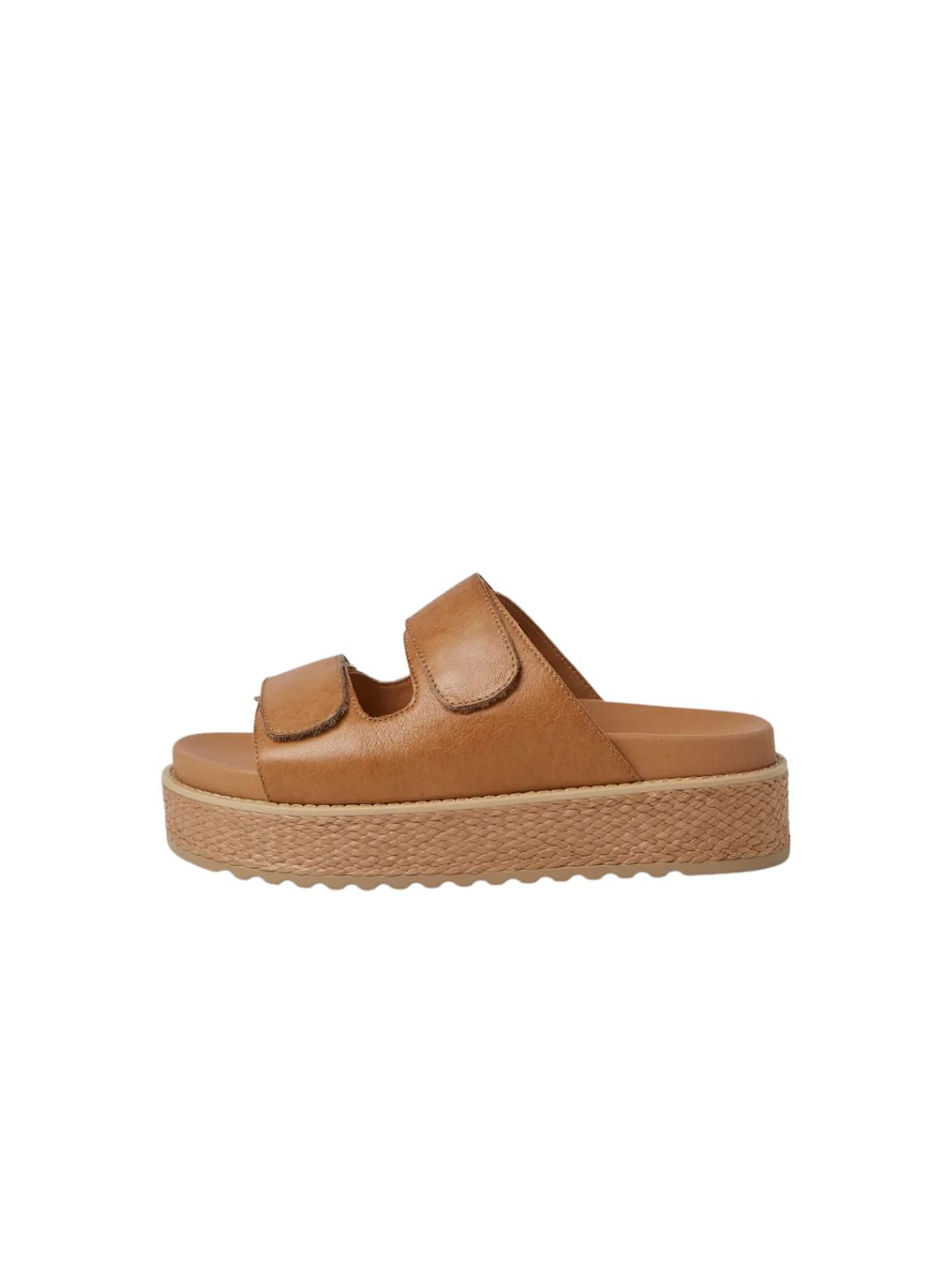 Boneeta Dark Tan Leather Woven Sandals