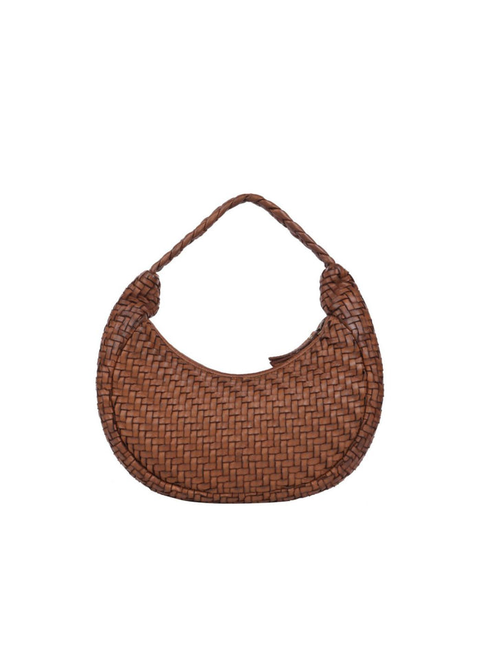 Windsor Woven Leather Shoulder Bag ~ Oak