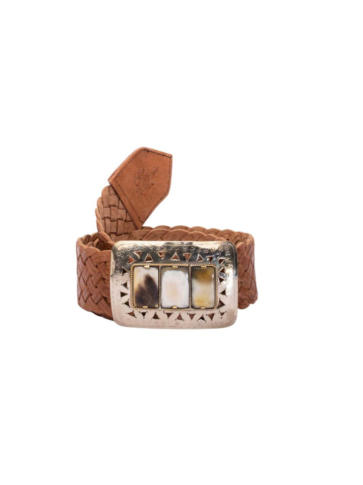 Wide Belt Rectangle Baroque Bone Buckle