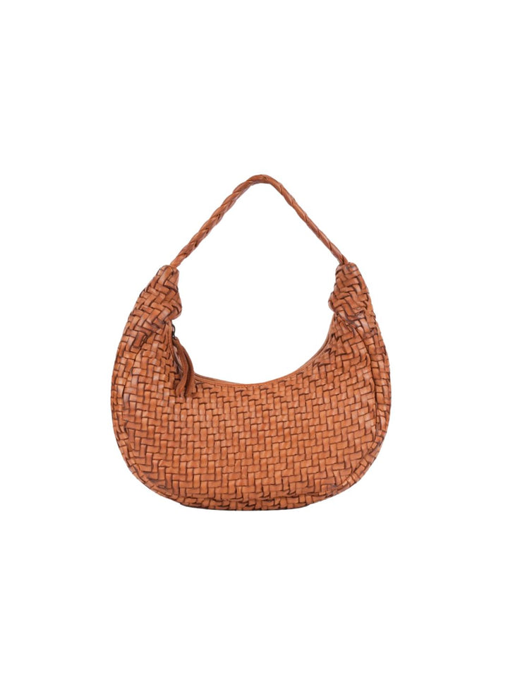 Windsor Woven Leather Shoulder Bag ~ Tan