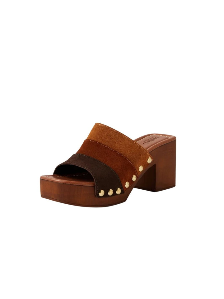 Ginia Brown Multi Suede Sandals