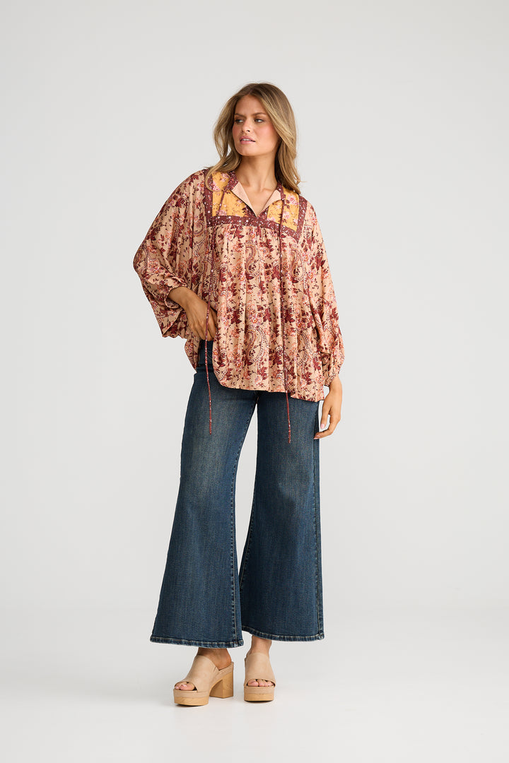 Isla Top ~ Beige Wildflower