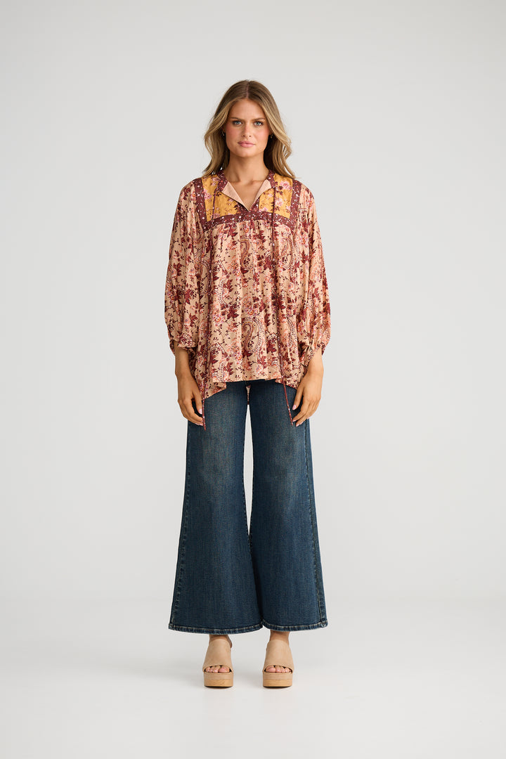 Isla Top ~ Beige Wildflower