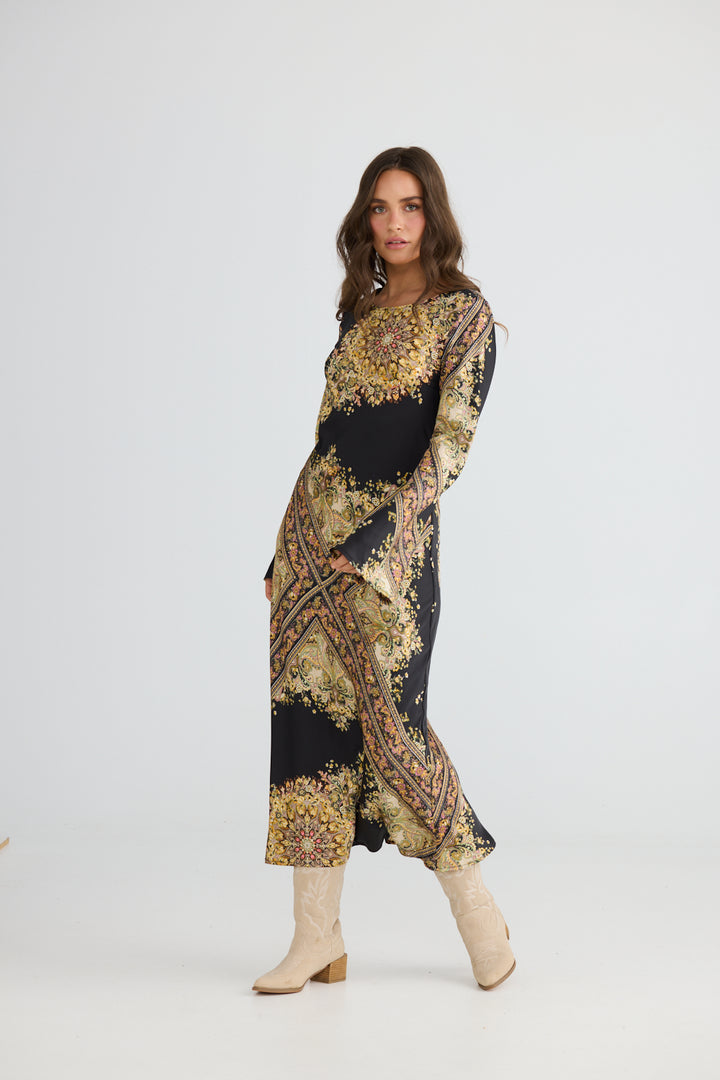 Stardust Maxi Dress Black Paisley