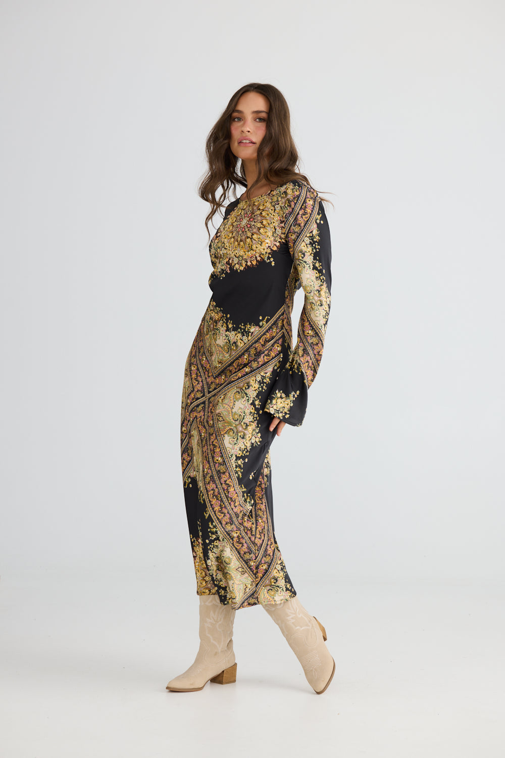Stardust Maxi Dress Black Paisley