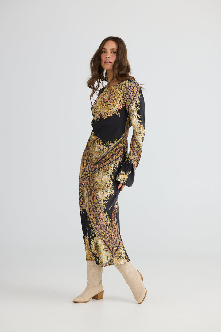 Stardust Maxi Dress Black Paisley
