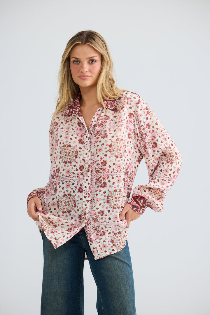 Flower Child Shirt - Chai Floral