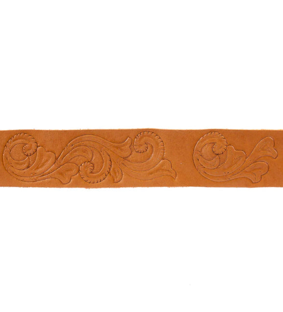 Scroll Hand Tooled Belt Wide Bronze T-bar Buckle