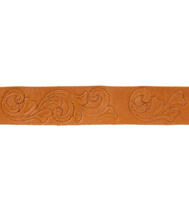 Scroll Hand Tooled Belt Wide Bronze T-bar Buckle