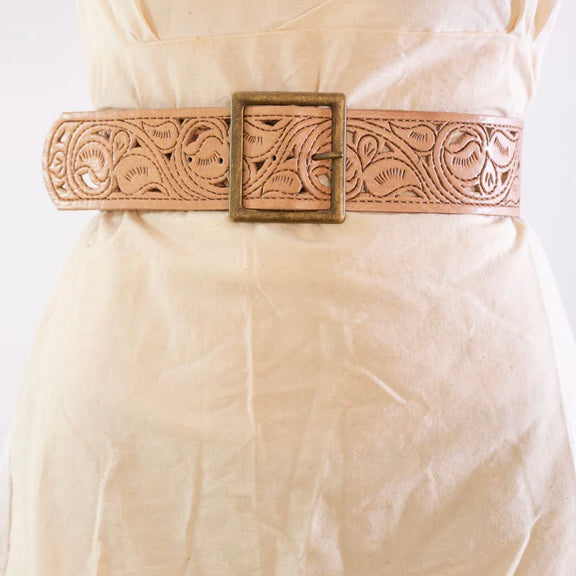 Sharif Hand Tooled Belt Wide