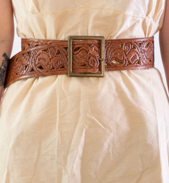 Sharif Hand Tooled Belt Wide