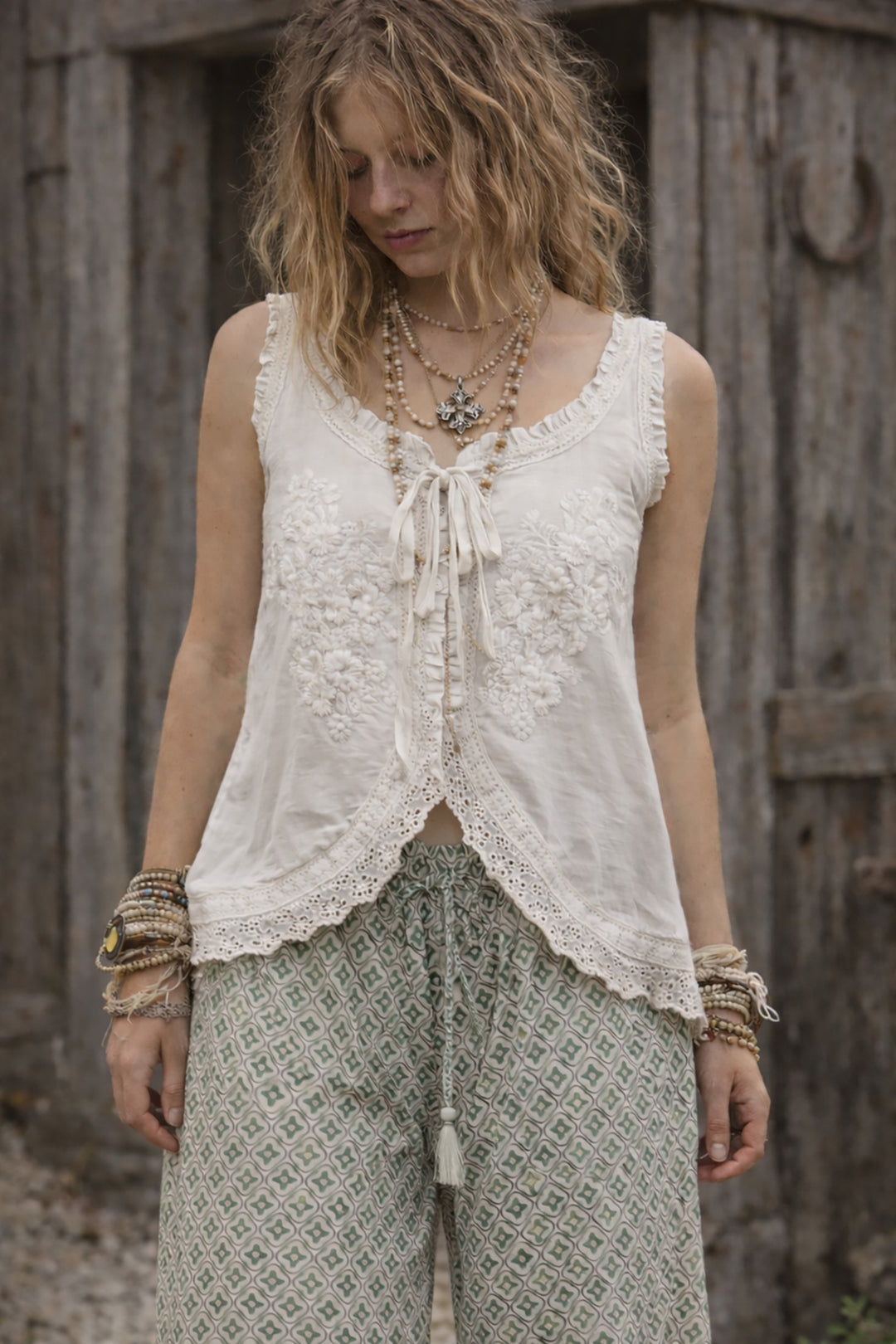 Ayla Top Embroidered - Natural