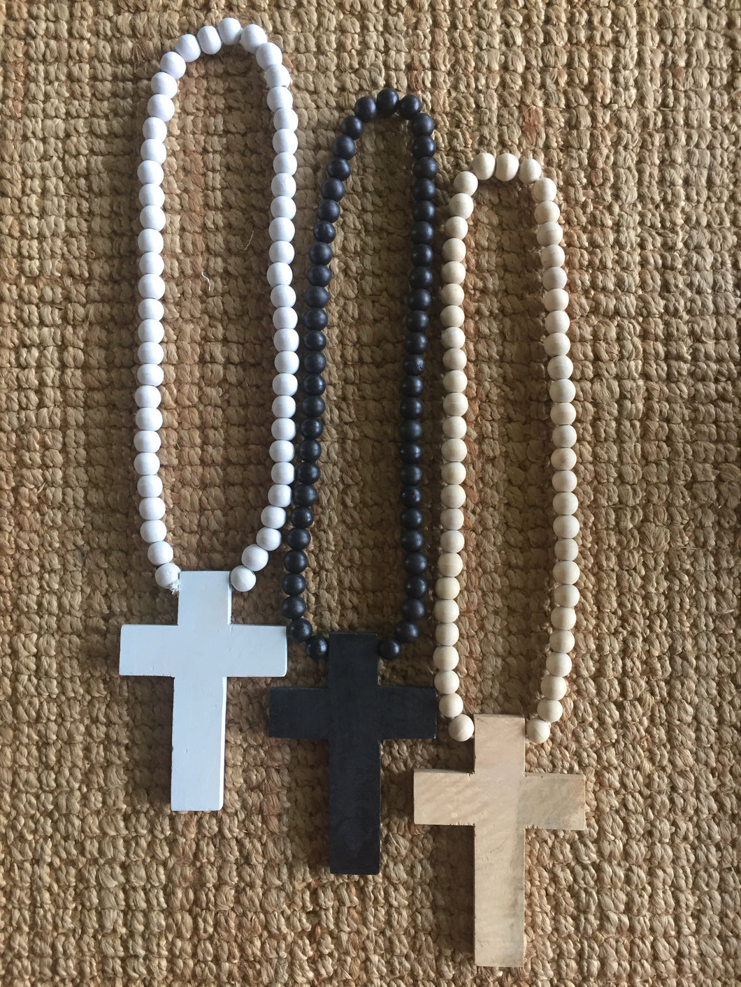 Beaded wooden crosses
